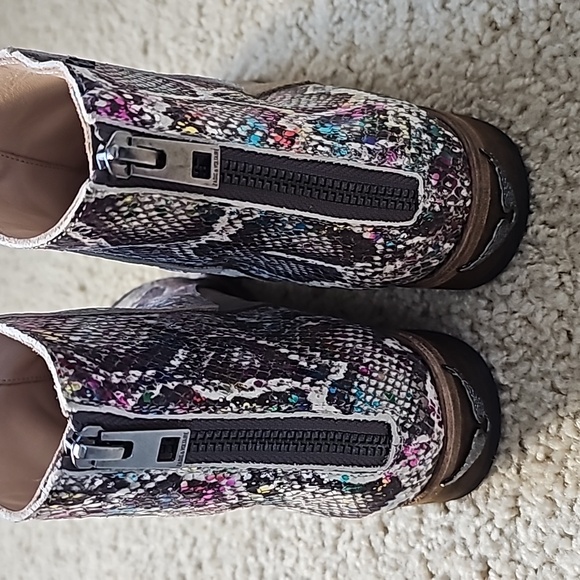 Zadig & Voltaire Multicolor Python Embossed And Suede Ankle Boots Size 38 - Picture 8 of 9